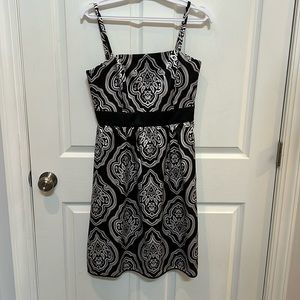 White House Black Market Black/Silver Strapless/Removable Straps Dress